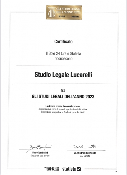 Studio legale dell'anno 2021 - 2022 -2023 - Studio Legale Lucarelli