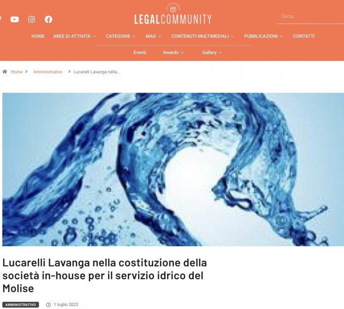 Siamo su Legalcomunity per il Servizio Idrico Integrato - Studio Legale Lucarelli